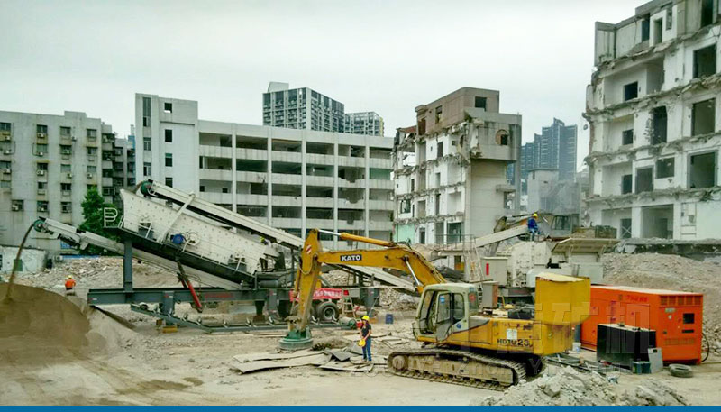 中意移動破碎站助力廣東建筑垃圾回收利用